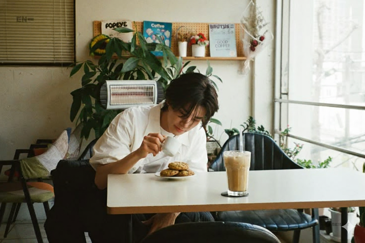 Disfrutando en el café